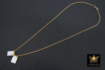 925 Sterling Silver Scapula Jesus Necklace, 14 K Gold Filled Madonna Mary and Child Pearl Rectangle Charms